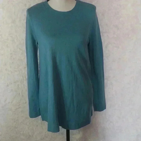 J. JILL Aqua Cotton Blend Stretch Knit Tunic Pullover Sweater Size S - Picture 1 of 8